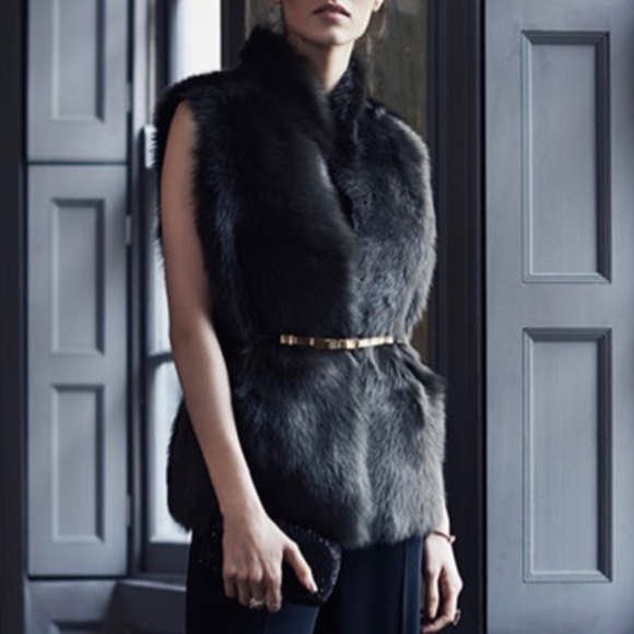 Reiss 100% Shearling Reversible Chocolate Brown Vest, Size XS